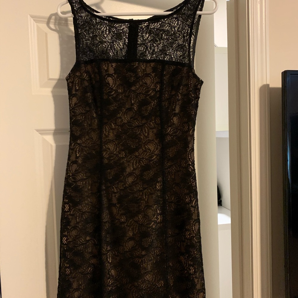 Black & Tan Lace Cocktail Dress